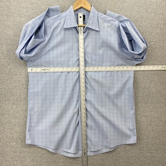 Jos A Bank Shirt Mens 16.5 / 32 Blue Check Travelers Button Up Long Sleeve - Picture 8 of 10